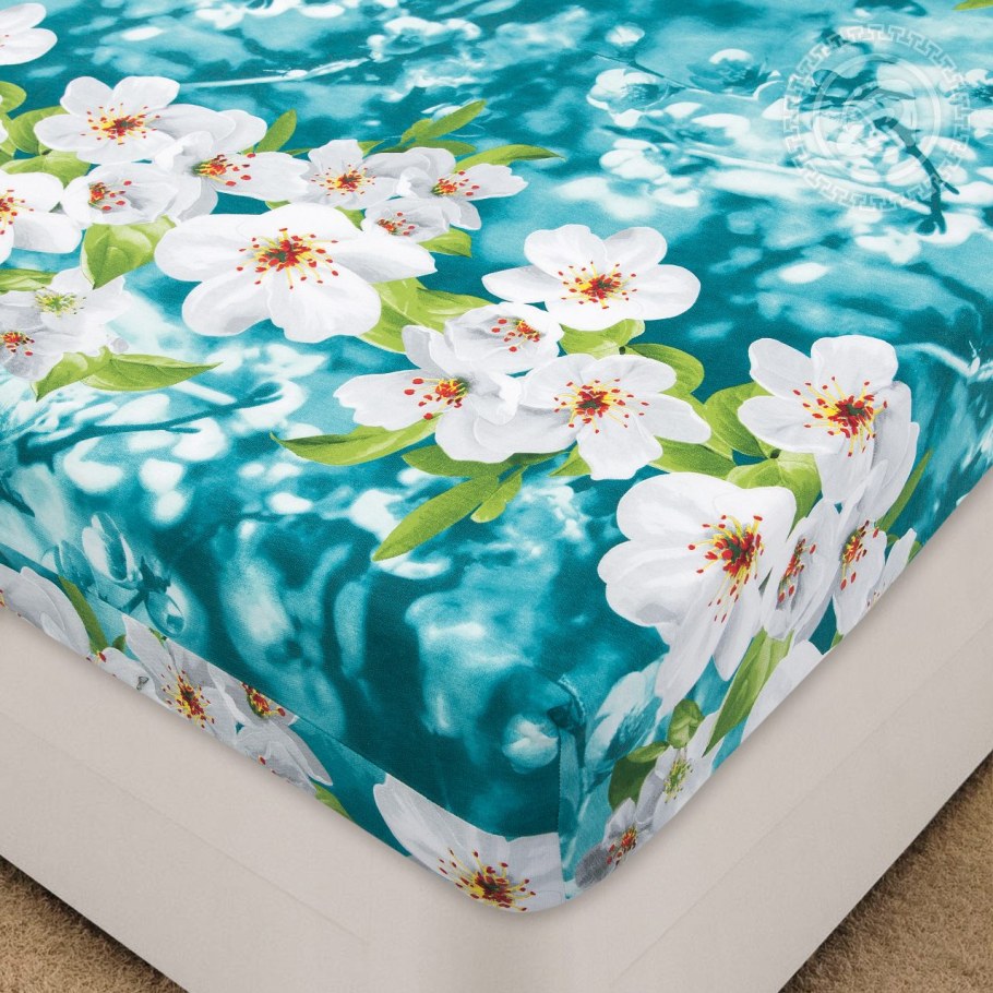 Простынь на резинке салатовая