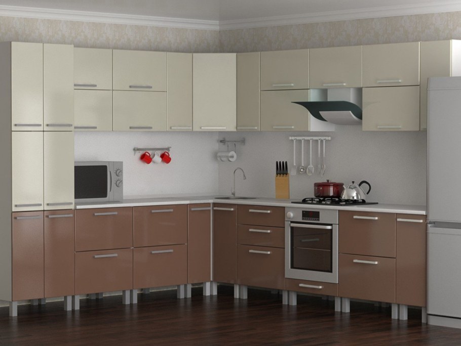 Кухонный гарнитур в пастельных тонах