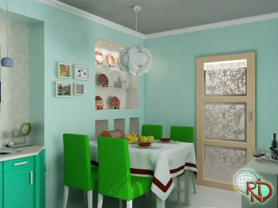 Колеровка стен на кухне