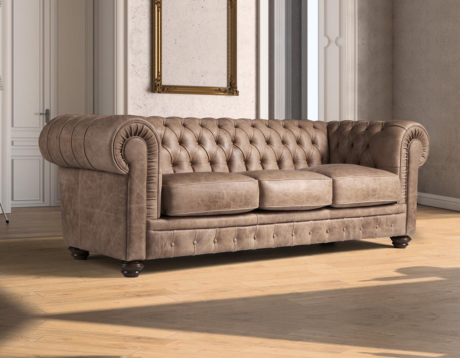 Диван Честер коричневый кожа