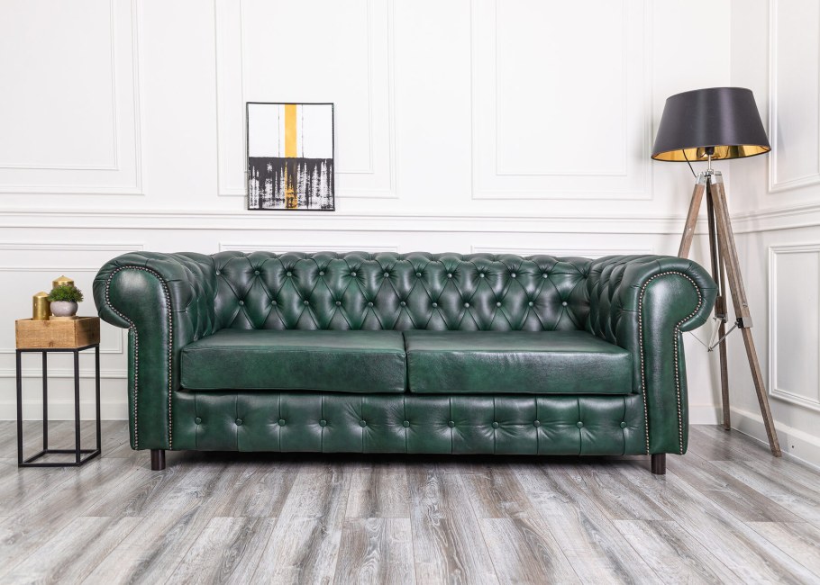 Диван Честер экокожа черный