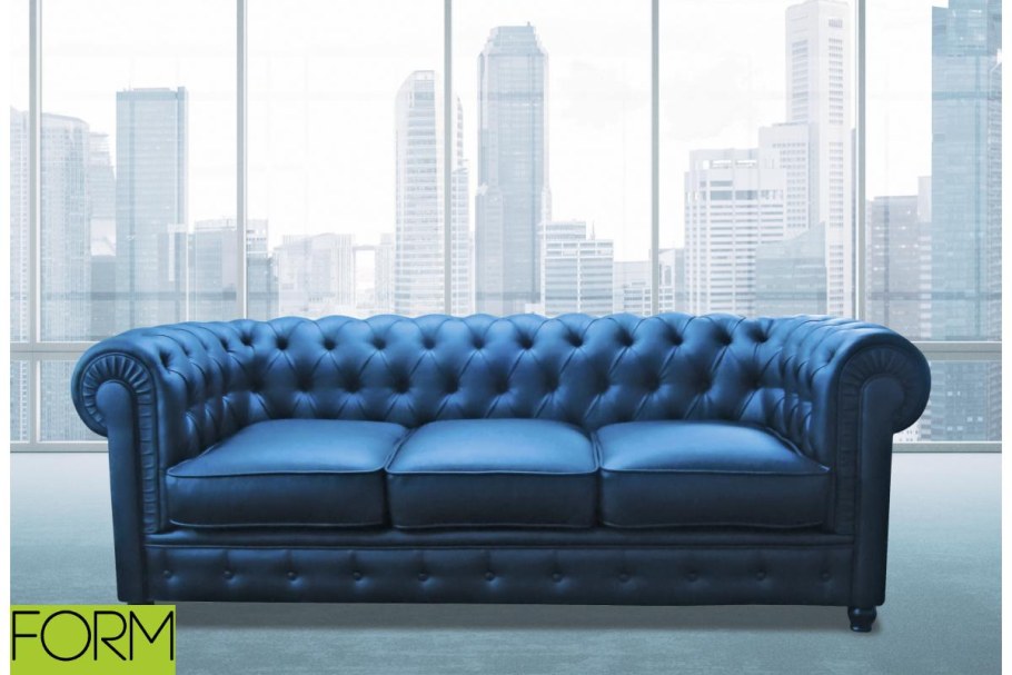 Софа велюровая с каретной стяжкой