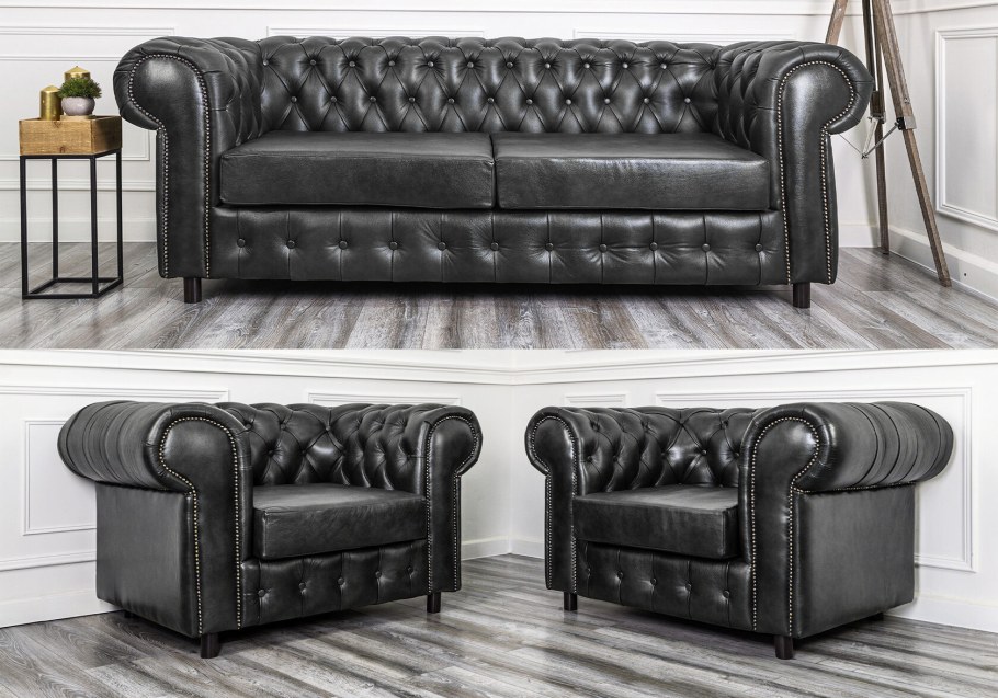Кожаный диван Честер раскладной