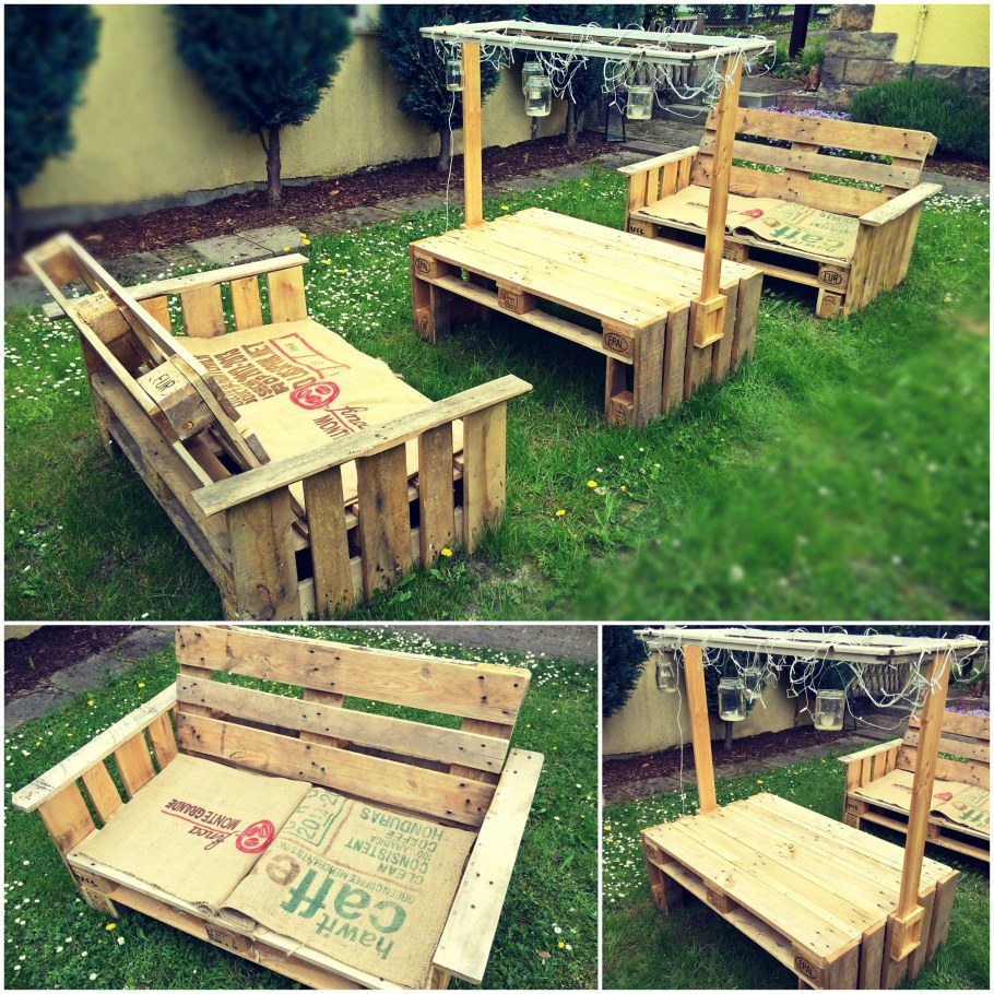 Деревянные поддоны в саду