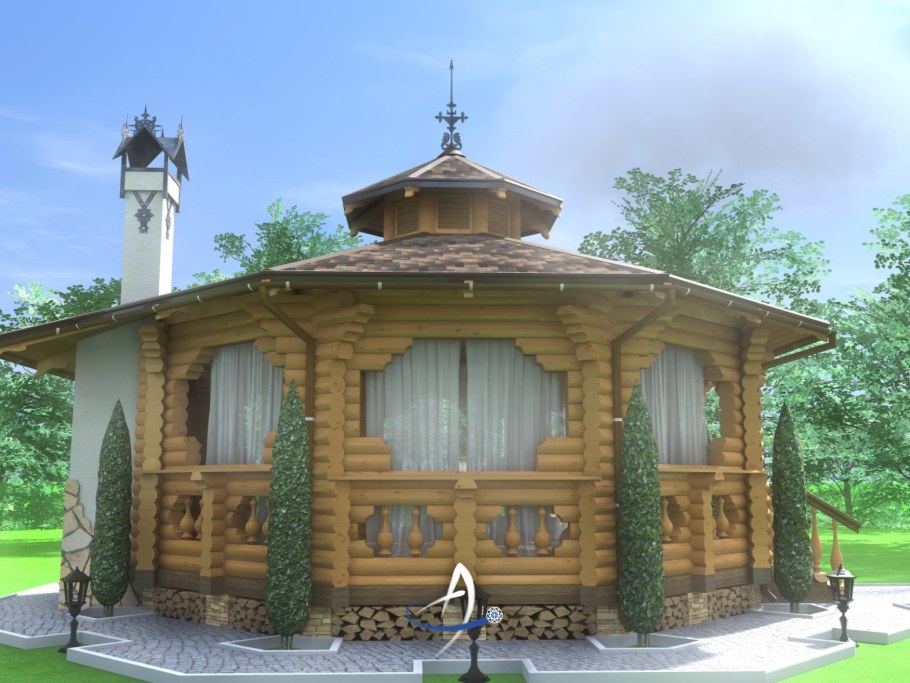 Резные беседки из бревна