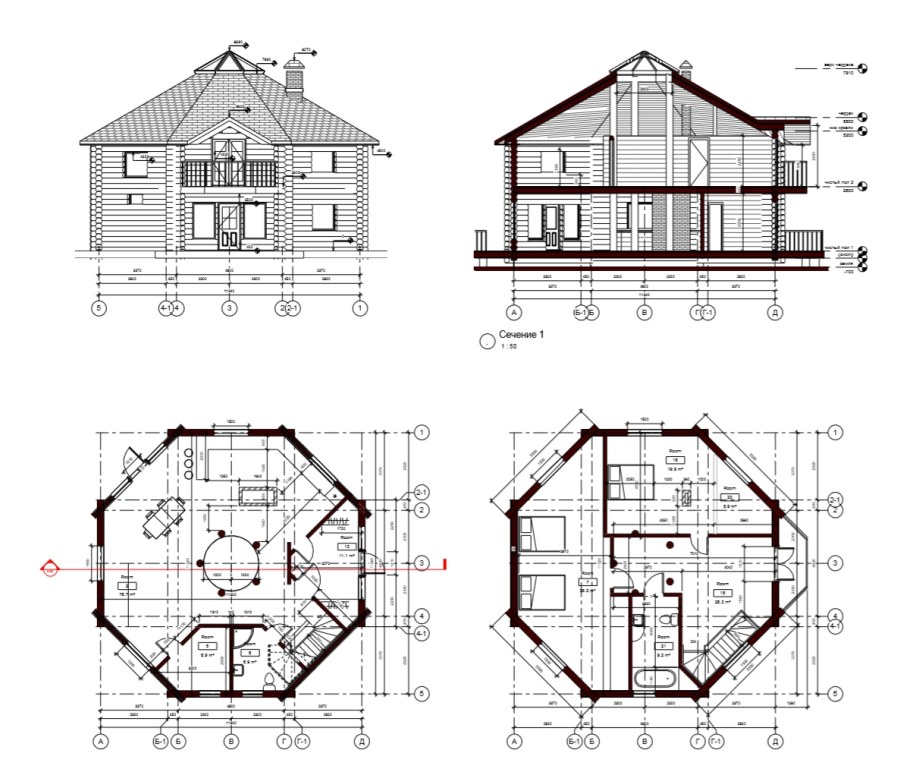 Дом восьмиугольник проект Octagon проект