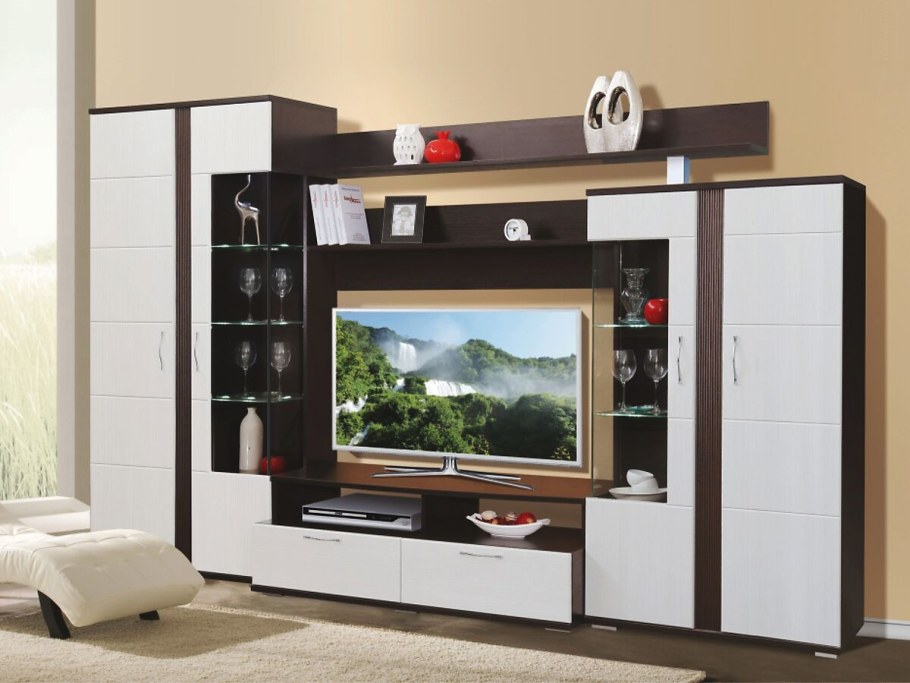 Стенка Хилтон 1 белый глянец