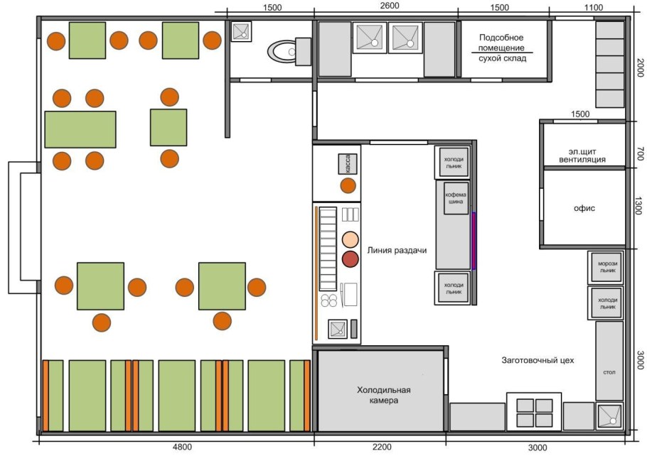Кухня ресторана планировка