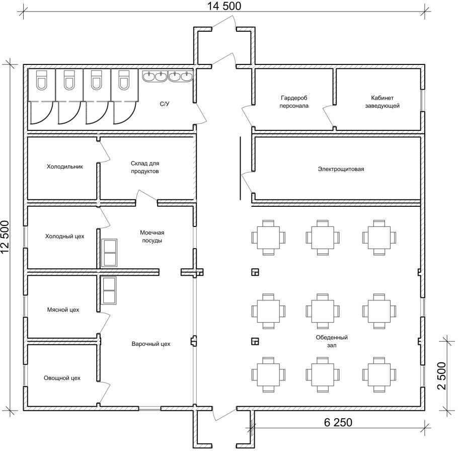 Школьная столовая чертеж