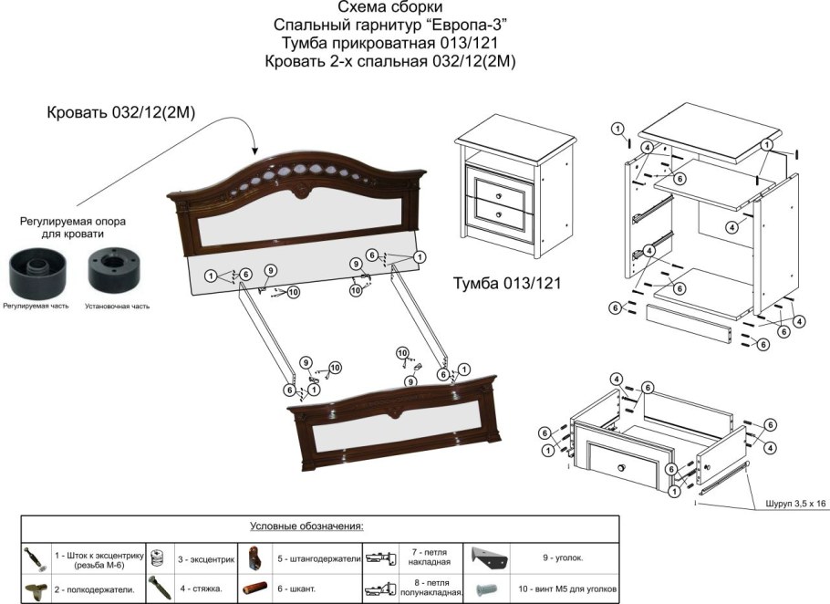 Схема сборки тумбы прикроватной Версаль 5