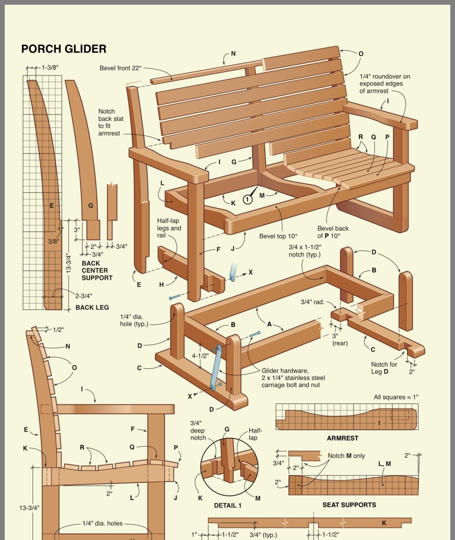 Садовое кресло Адирондак чертежи