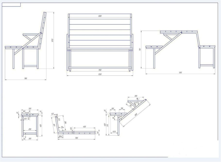 Раскладной стол скамейка для дачи чертежи