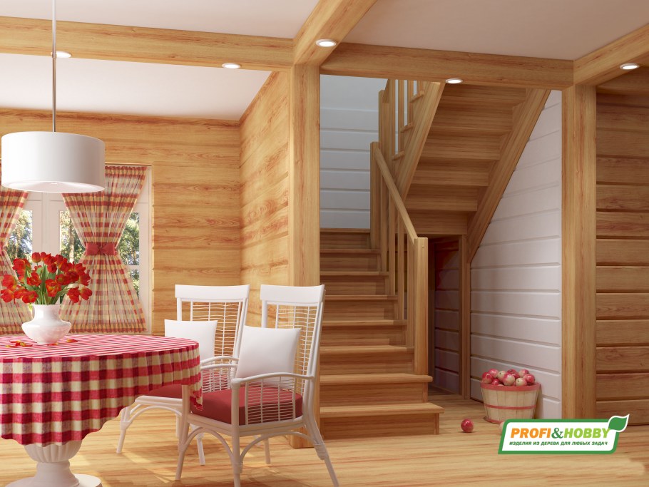 Лестница на 2 этаж в доме 6 на 6