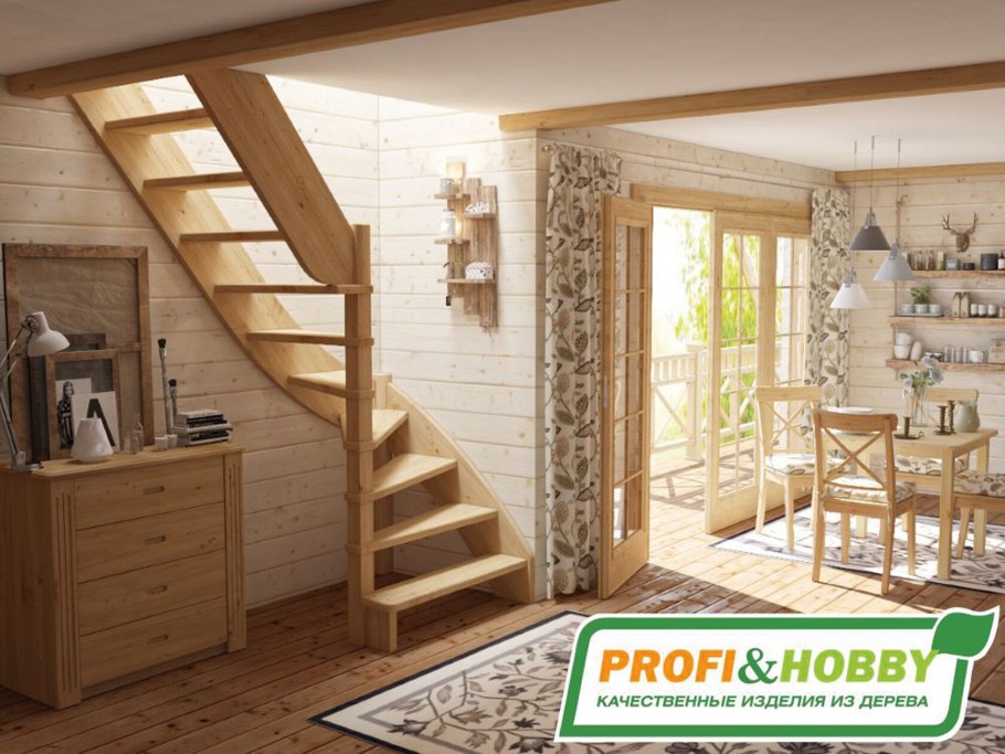 Лестницы из бревна и полубревна