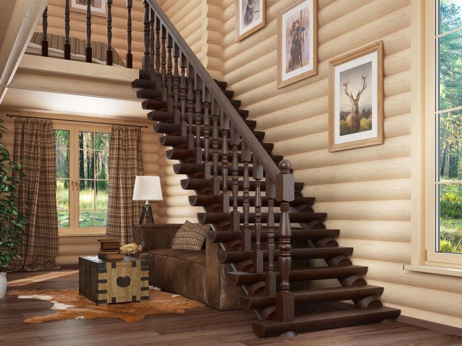 Лестница на второй этаж деревянная