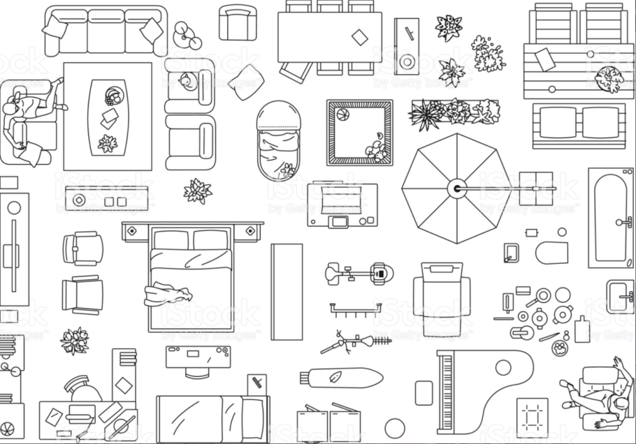 Кровать на плане