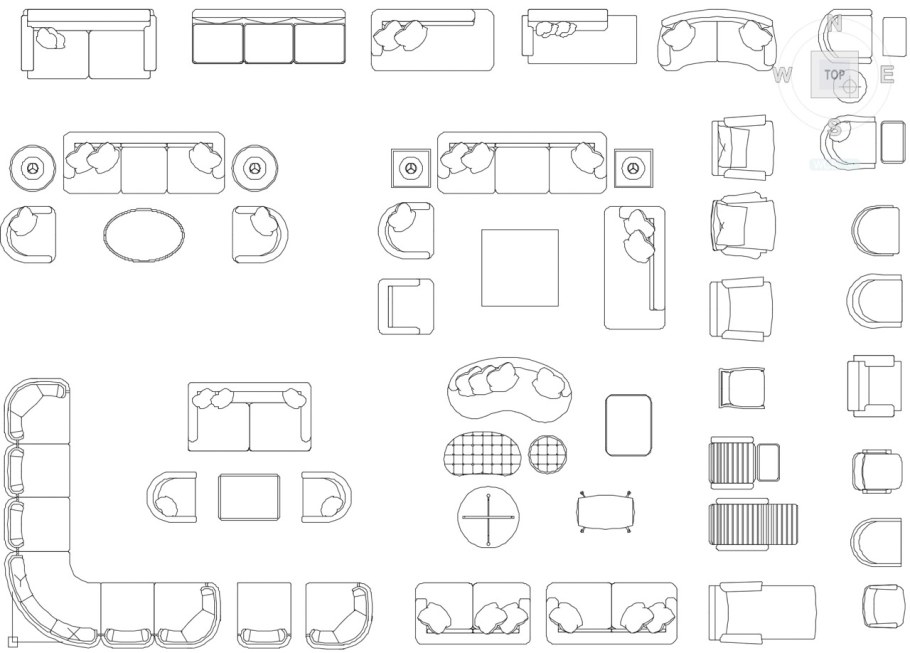 Кресла вид сбоку Автокад