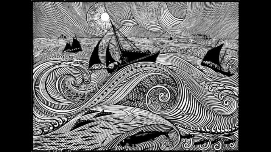 Стилизация морского пейзажа Графика