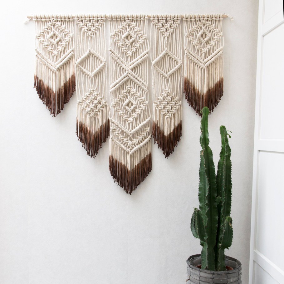 Панно листья макраме