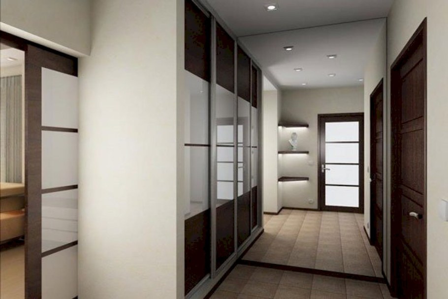 Шкаф купе в панельном доме в коридоре