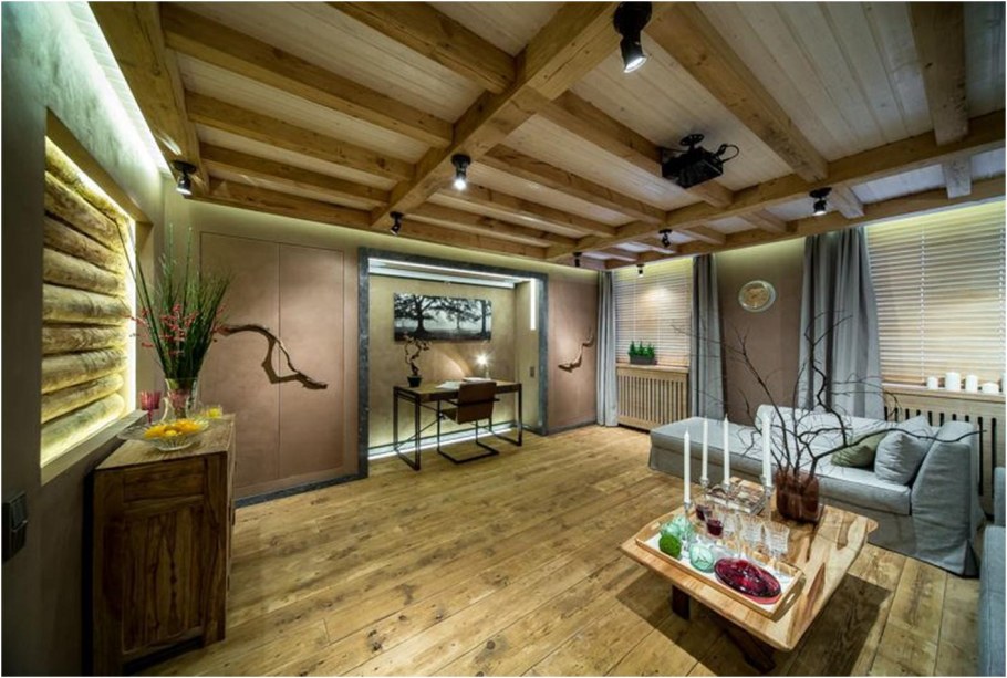 Кессонный потолок на мансарде