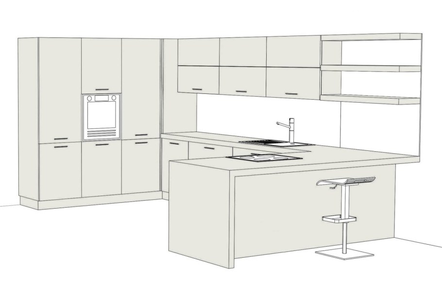 Проект кухни с полуостровом с размерами