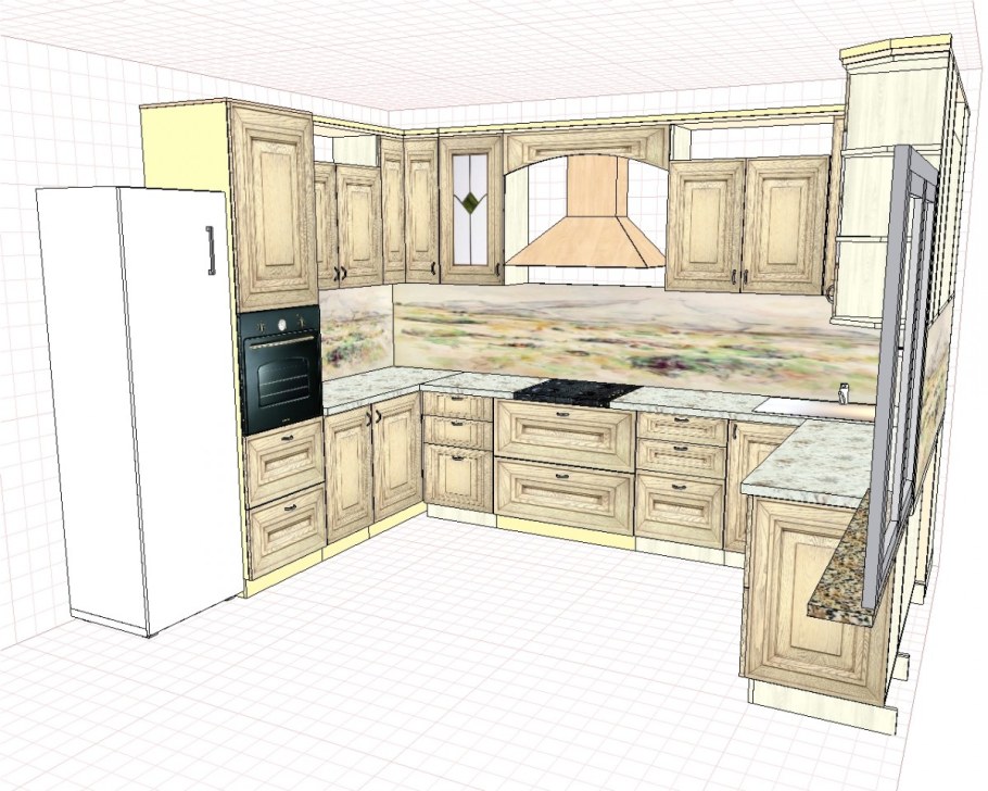 Эскиз кухни п-образная