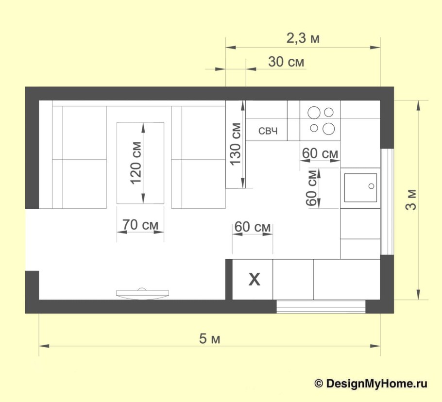 Чертеж и визуализация кухни