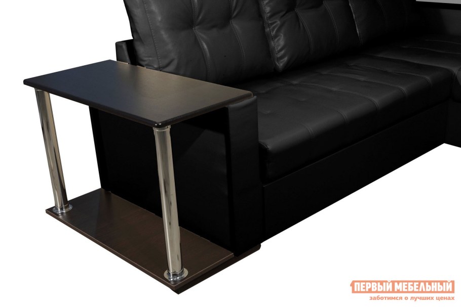 Диван Ника угловой черный с баром