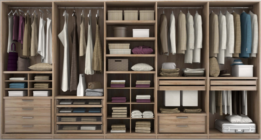 Наполнение распашного шкафа в спальню