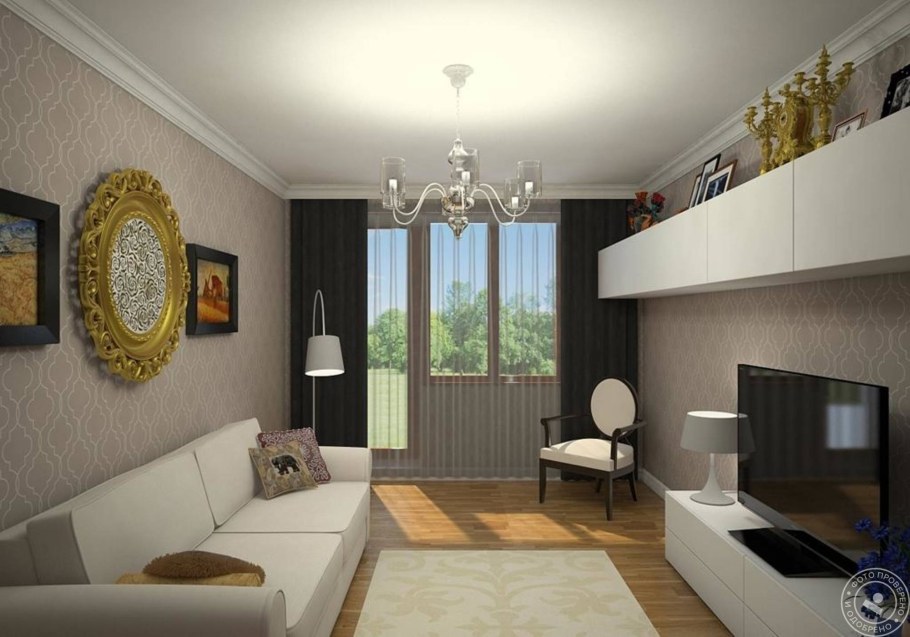 Интерьер зала 16кв квадратного