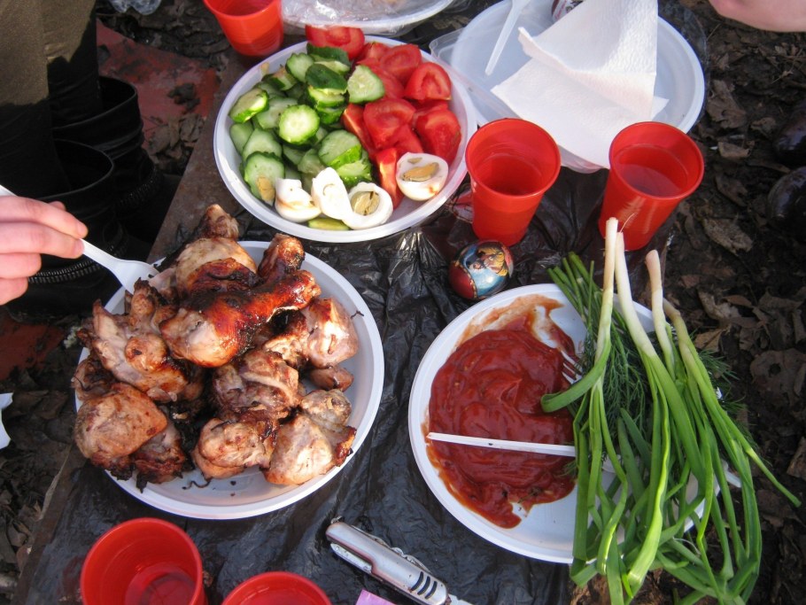 Шашлык на природе с водочкой