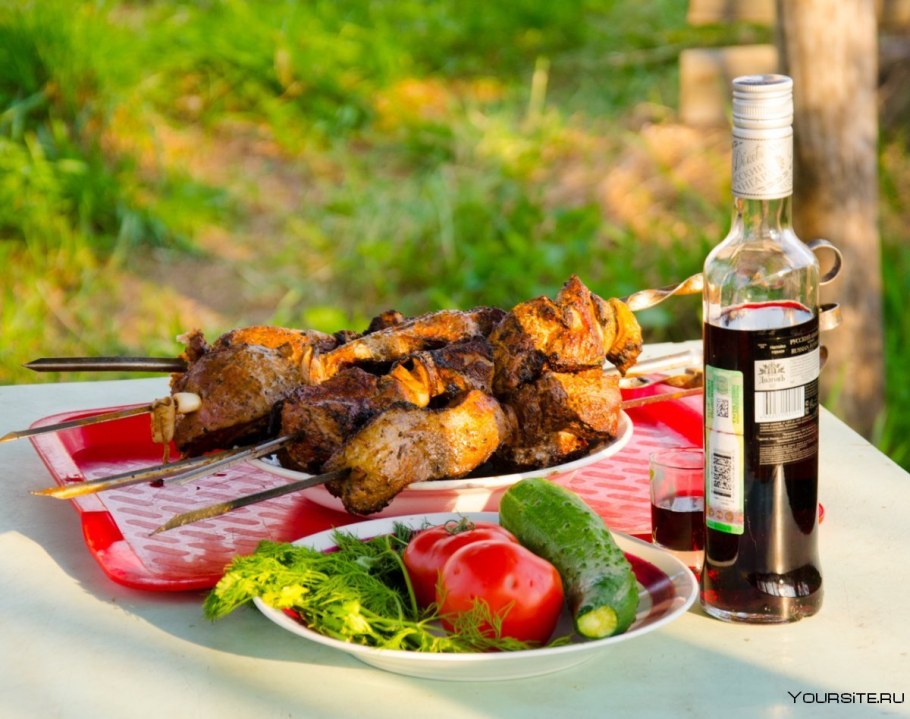 Праздничный стол с шашлыком