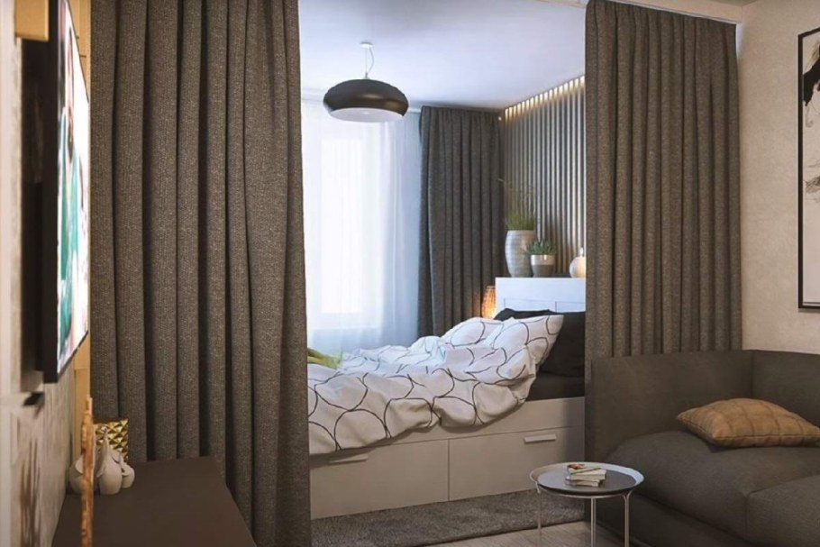 Гостиная и спальня в одной комнате