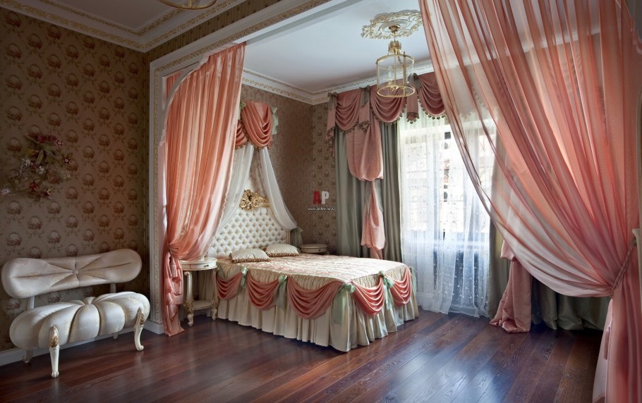 Интерьер комнаты с занавесками