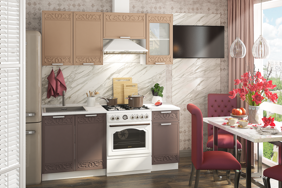 Кухня Шарлотта белый глянец 2м ВВР