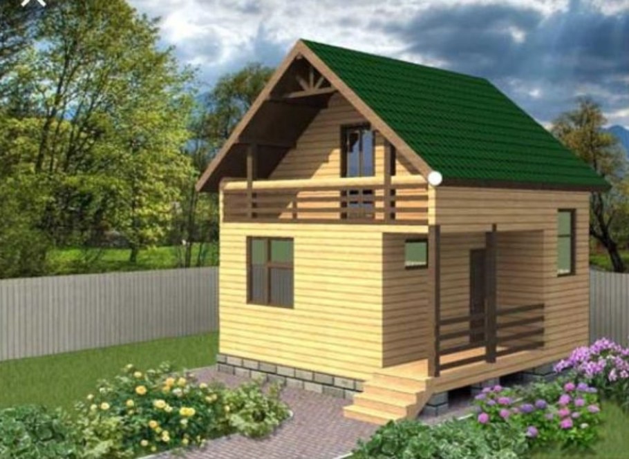 Дом из газобетона 8 на 10 с мансардой