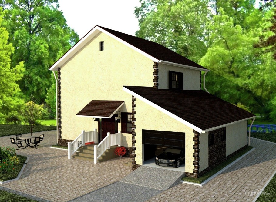 Дом из сибита с мансардой и гаражом