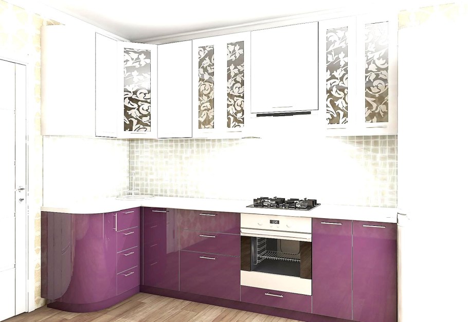 Фиолетовые кухни угловые