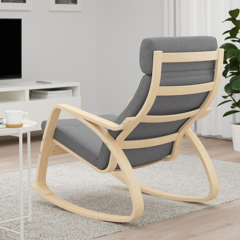 Poang кресло качалка серый