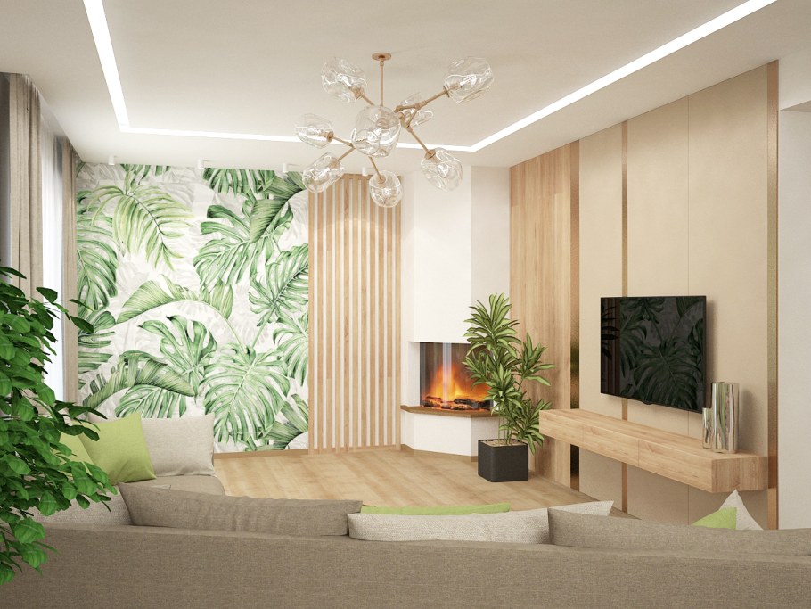 Эко стиль интерьера гостиной
