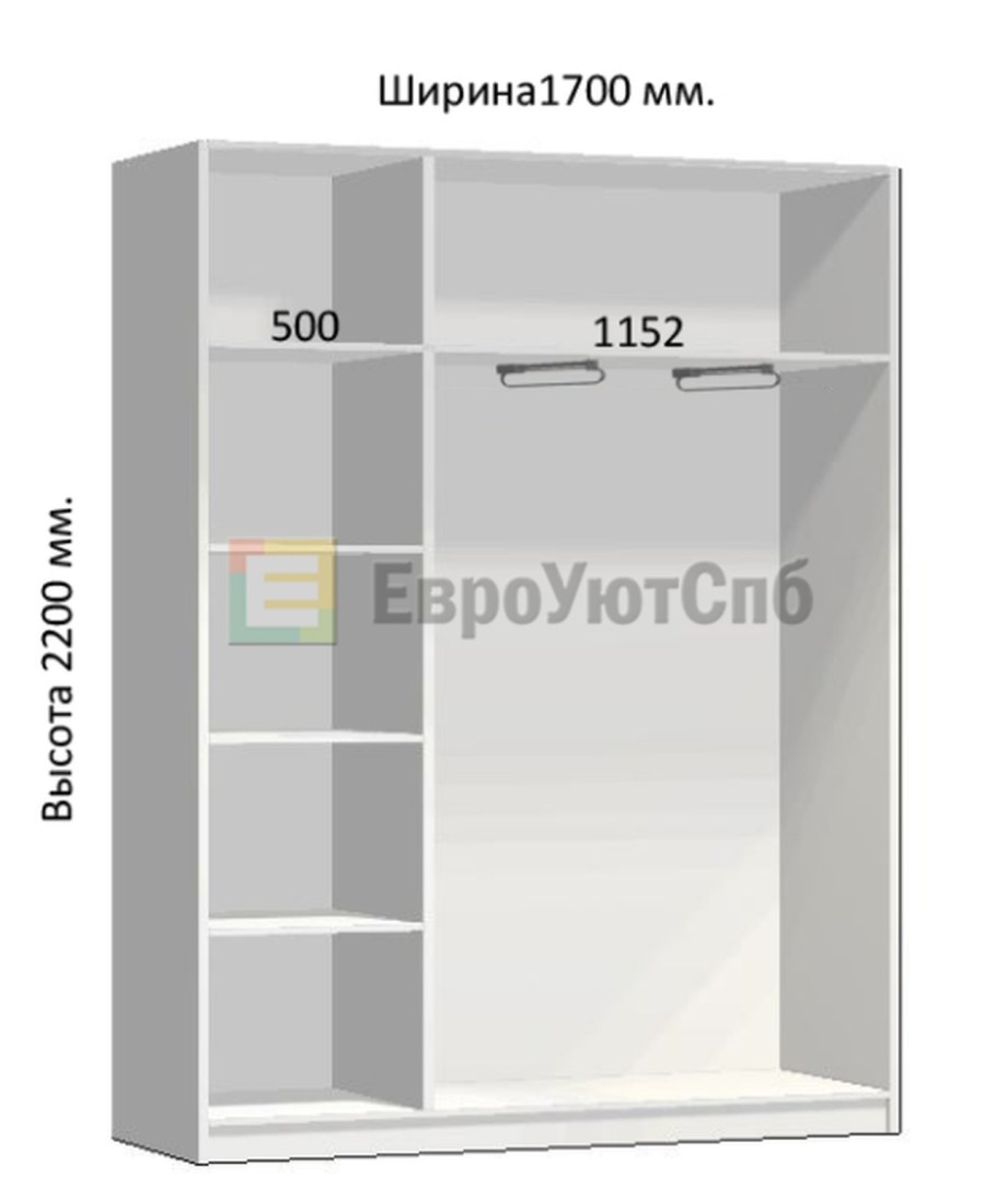 Шкаф купе ширина 1700 высота 2400