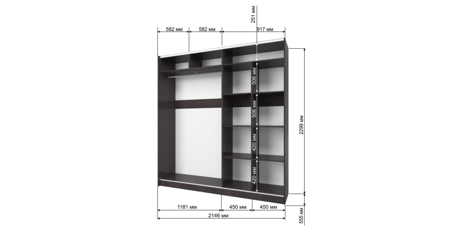 Шкаф-купе Мартин м-40 размерный ряд
