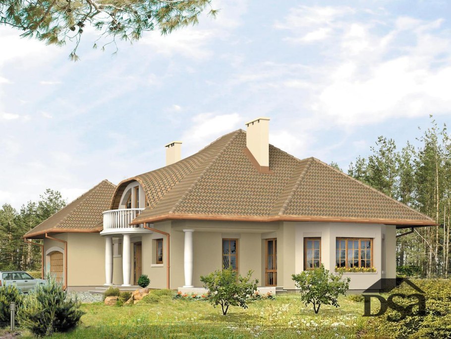 Сложная крыша одноэтажного дома