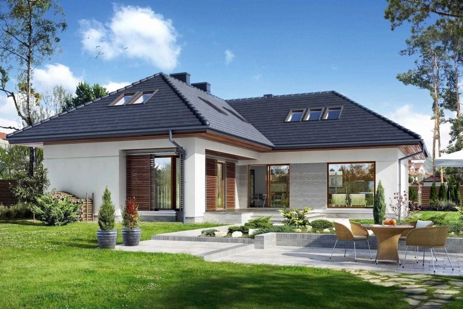 Дом одноэтажный Скандинавский с мансардой