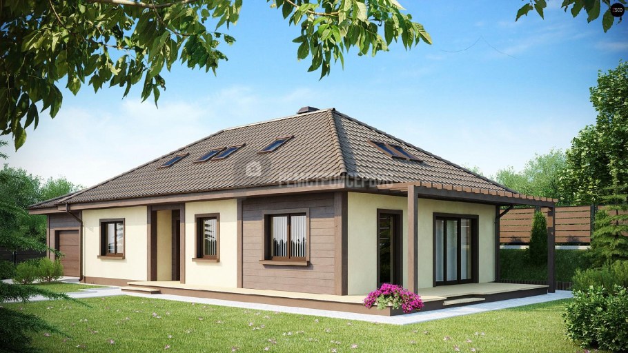 Одноэтажный дом с гаражом 100кв.м