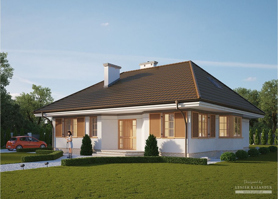 Одноэтажный дом с конвертной крышей