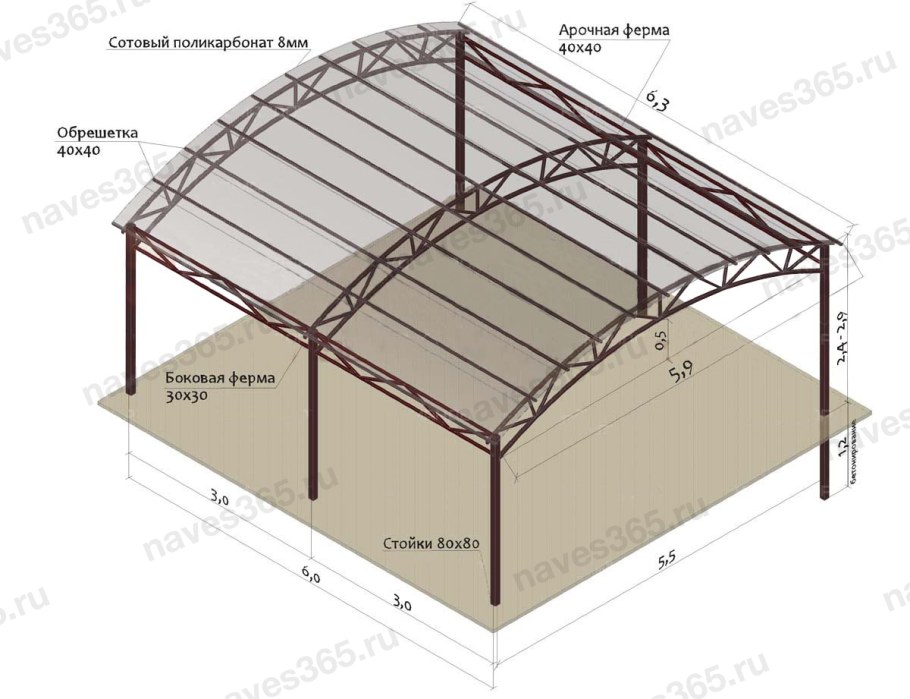 Чертежи веранд односкатных
