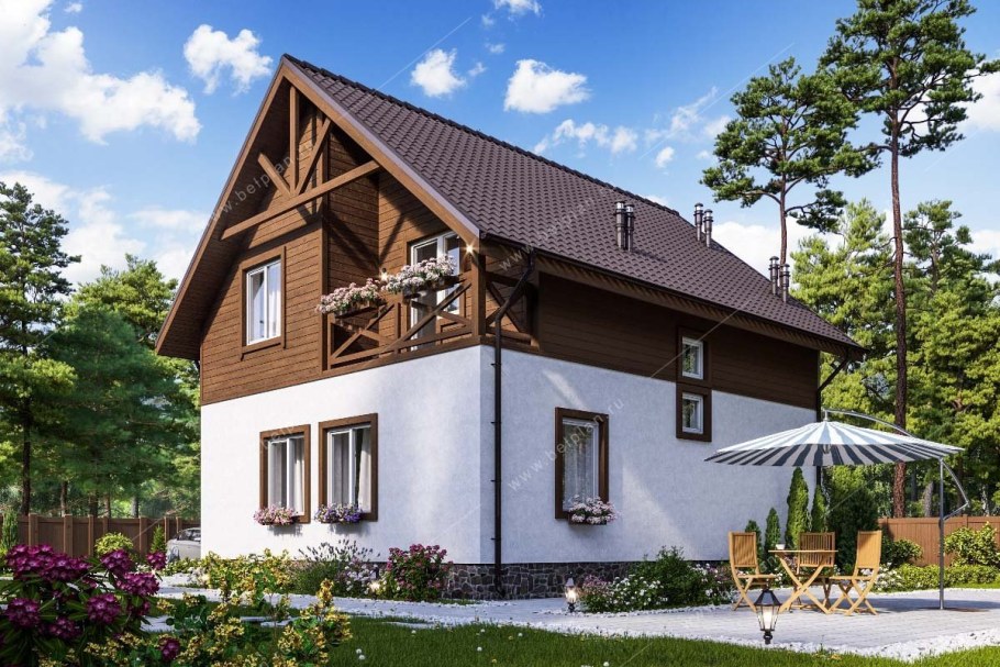 Дом с коричневой крышей