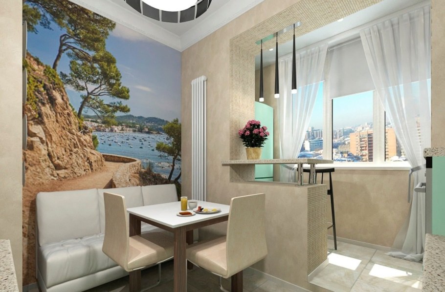 Совмещение лоджии с кухней